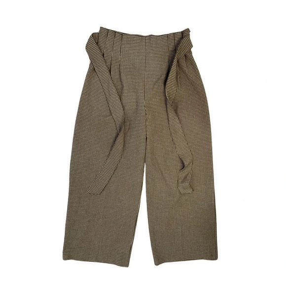 Zara Paper Bag Tie Front Pants | Brown Houndstooth  | Size M - Picture 3 of 6